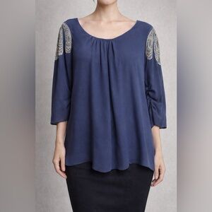 Yigal Azrouel Blue Embellished Relaxed Blouse